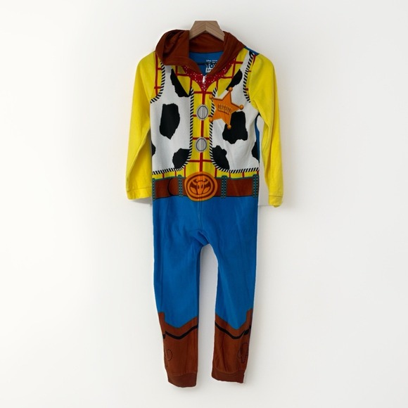 Disney / Pixar Other - Disney Pixar Toy Story Woody Hooded Union Suit One-Piece Pajamas Kids 8/10 NWT